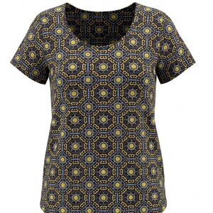 LULAROE‎ Simply Comfortable Women's Hi-Lo Top Large Yellow/Blue Pullover Stretch